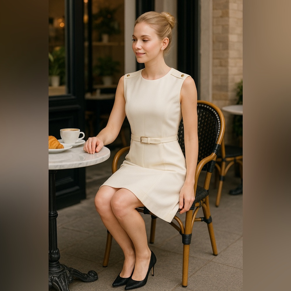 WHBM white sleeveless dress